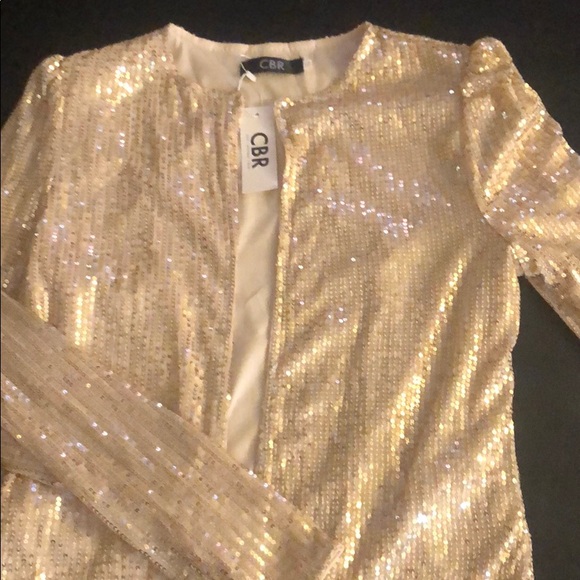 Long Sleeve Open Front Sequin Coat - Picture 4 of 7